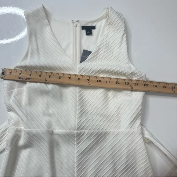 ANN TAYLOR Sleeveless Petites White Lined Dress Women's Sz 0P Zipped Back A0501 - Picture 7 of 8